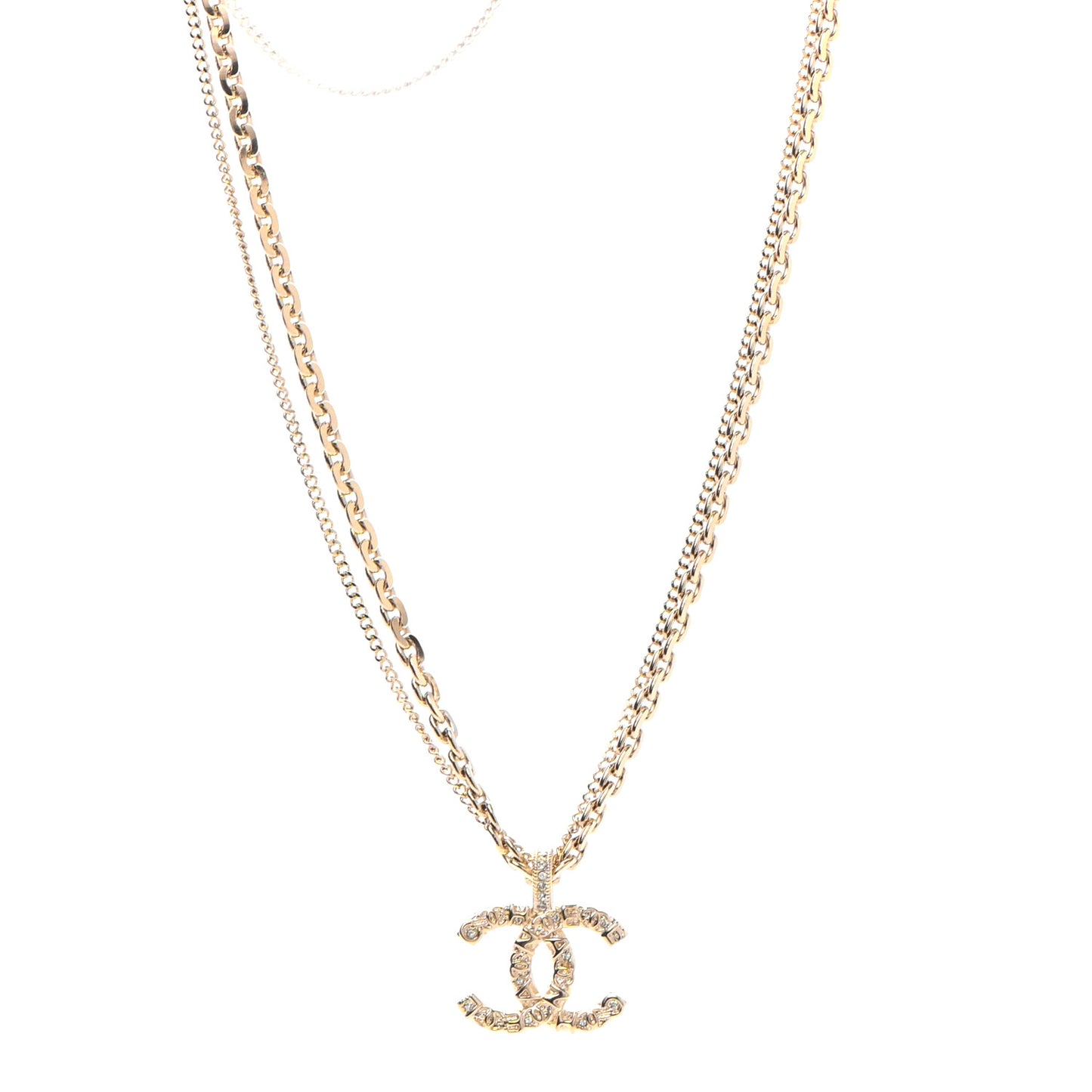 Crystal CC Multi Strand Chain Necklace Gold
