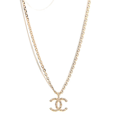 Chanel Crystal CC Multi Strand Chain Necklace Gold 1 of 5