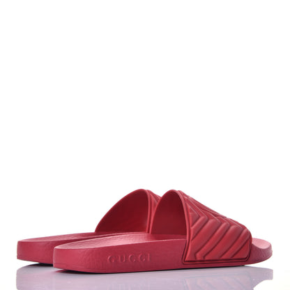 Gucci Rubber Matelasse Womens Slide Sandals 35 Hibiscus Red 4 of 8
