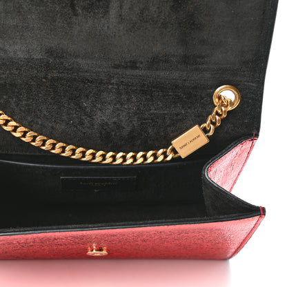 Saint Laurent Metallic Calfskin Small Classic Monogram Kate Satchel Red 5 of 8