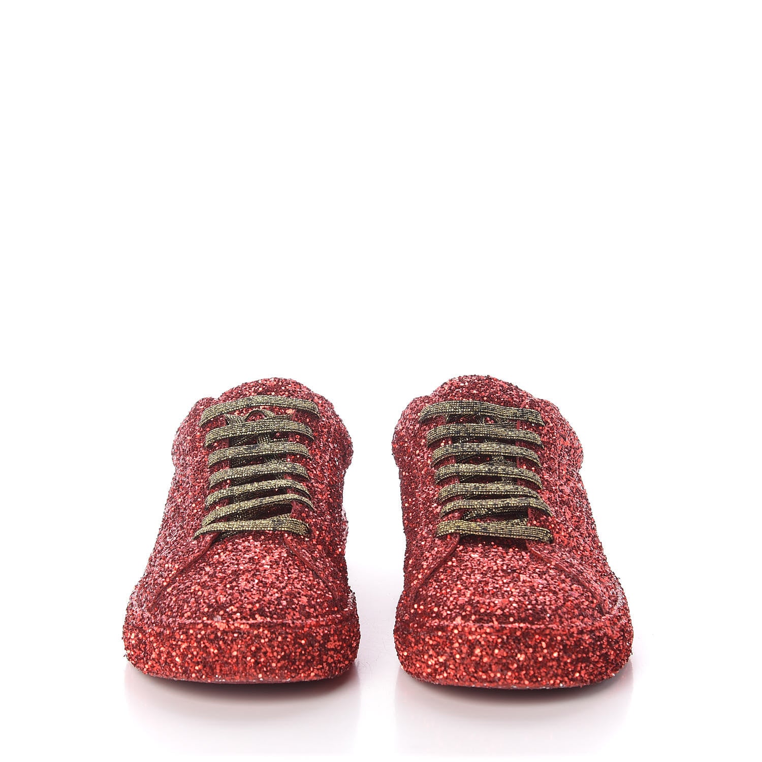 Saint Laurent Calfskin Crystal Glitter Andy Sneakers 36.5 Red 3 of 11
