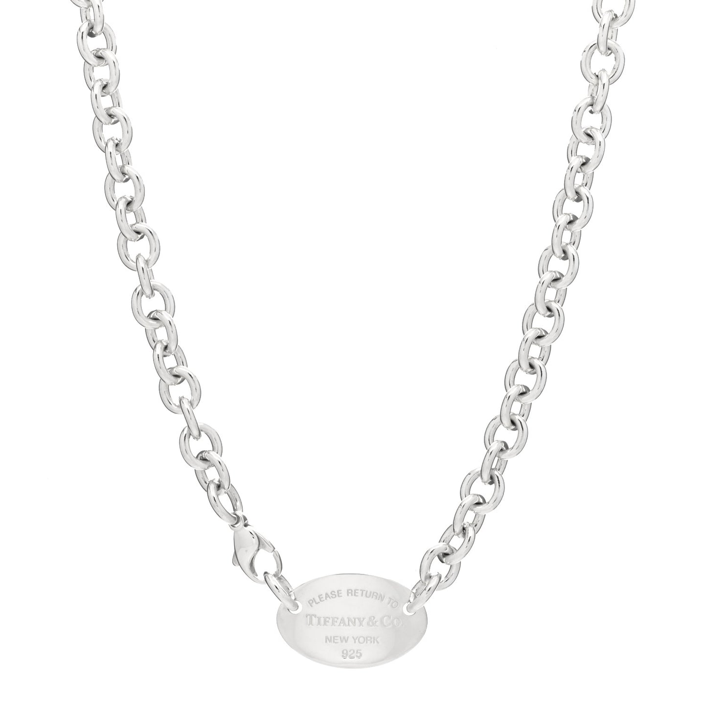 Sterling Silver Return to Tiffany Oval Tag Choker Necklace
