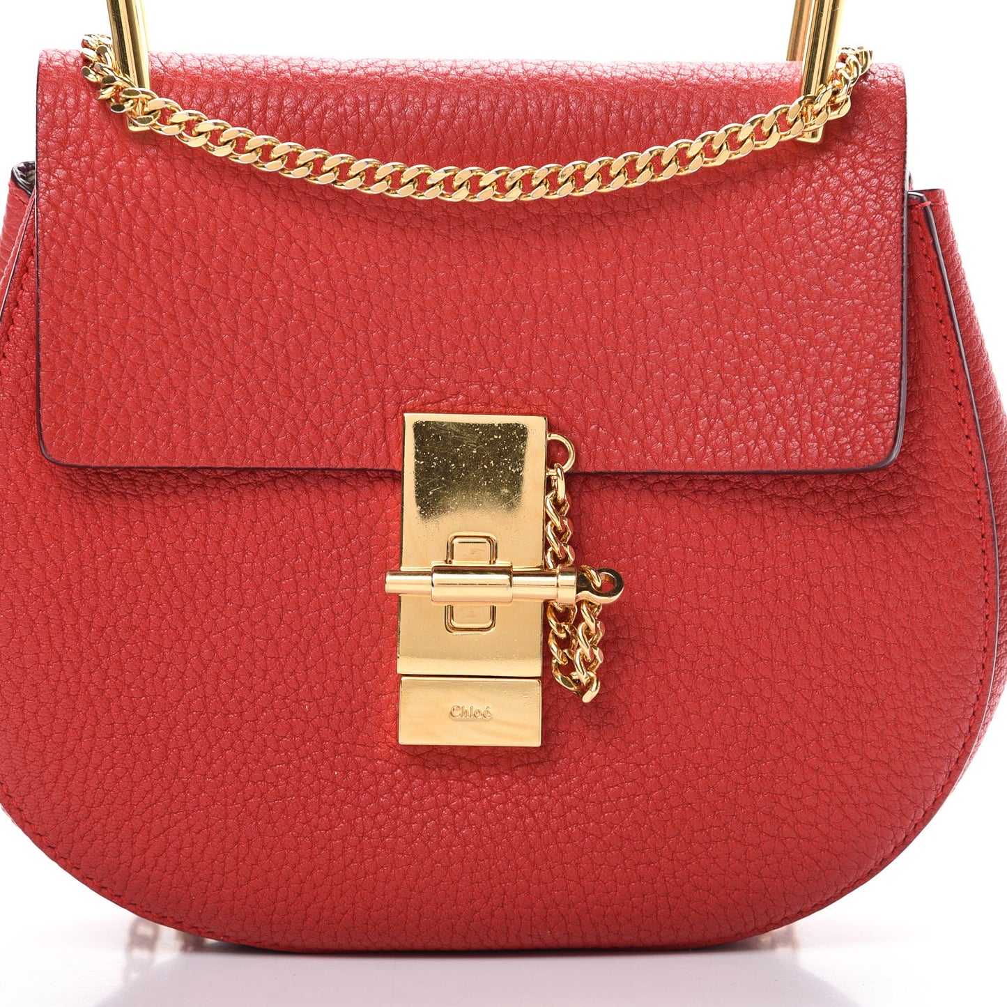 Grained Lambskin Mini Drew Shoulder Bag Plaid Red
