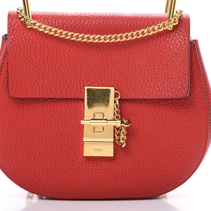 Chloe Grained Lambskin Mini Drew Shoulder Bag Plaid Red 8 of 12