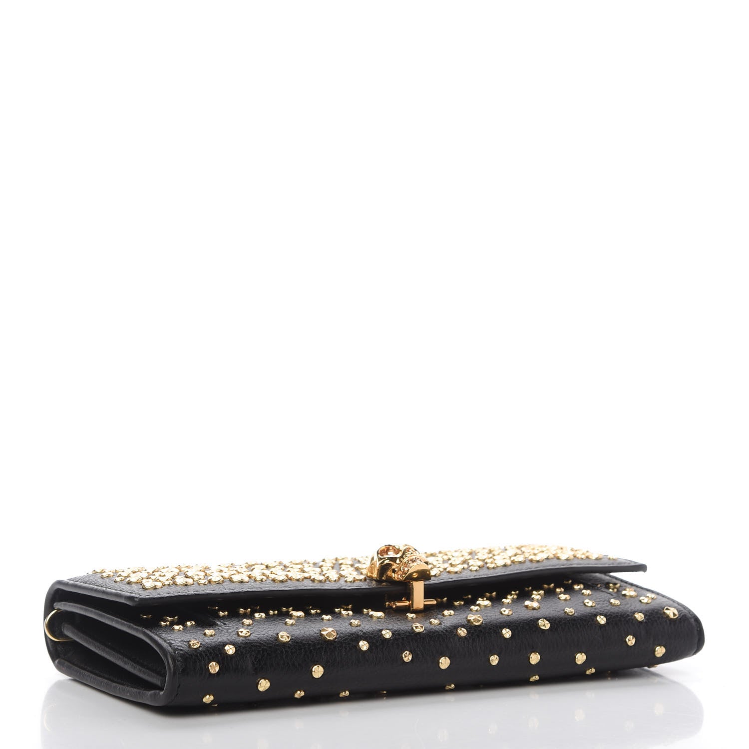 Alexander McQueen Calfskin Studded Skull Wallet on Chain Black 4 of 7