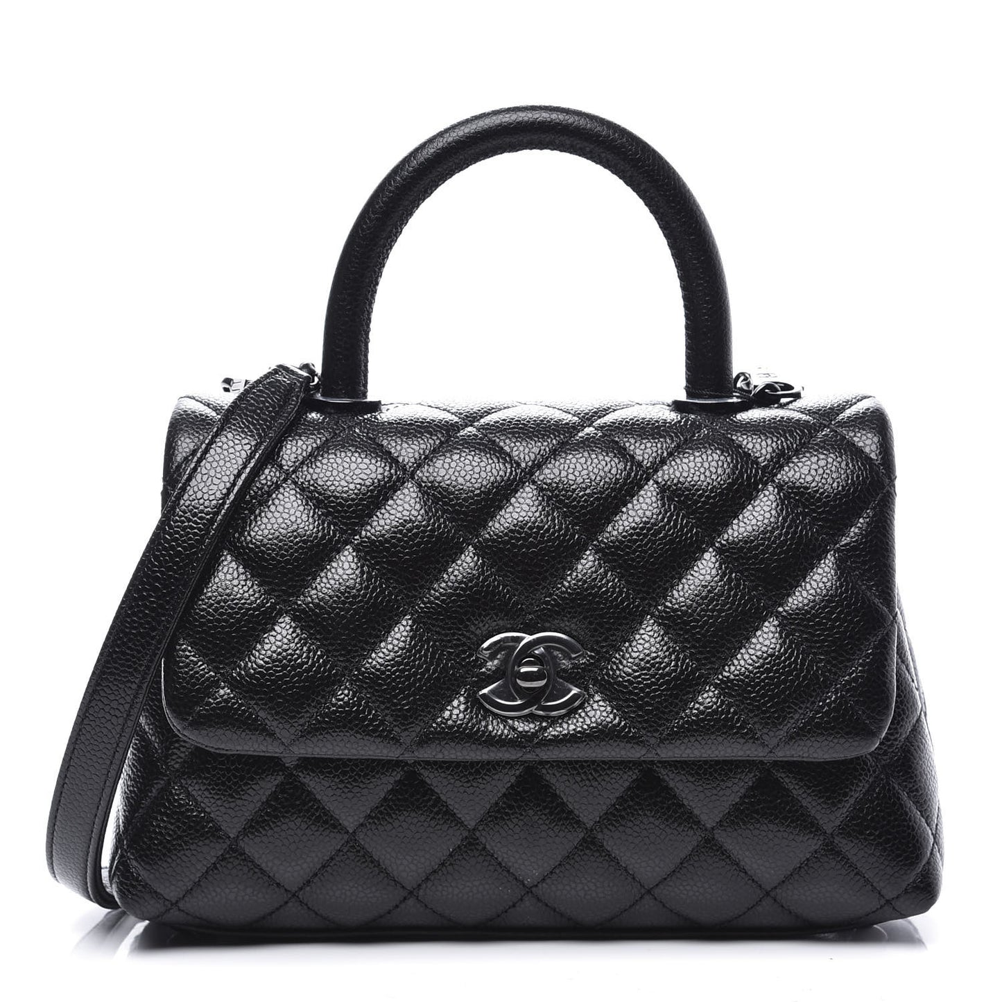 Caviar Quilted Mini Coco Handle Flap So Black