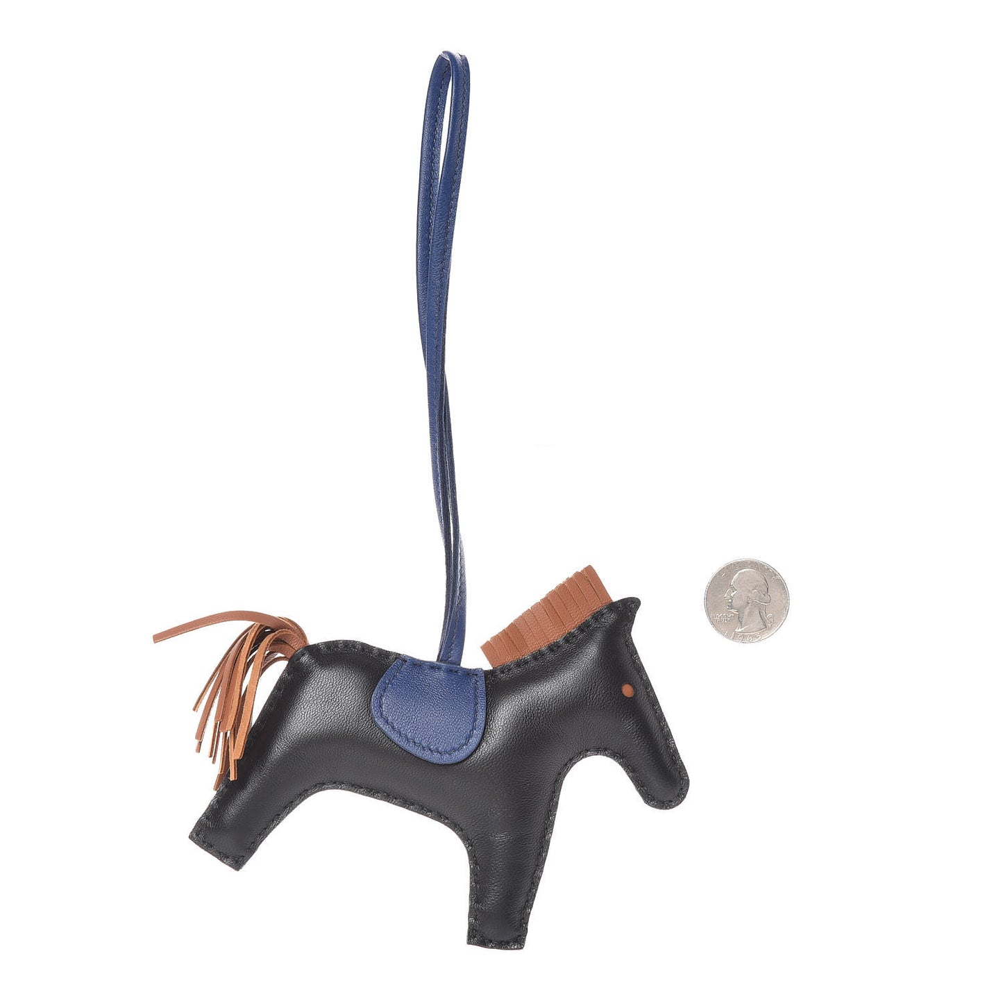 Milo Lambskin Grigri Rodeo Horse Bag Charm MM Black Bleu Saphir Gold