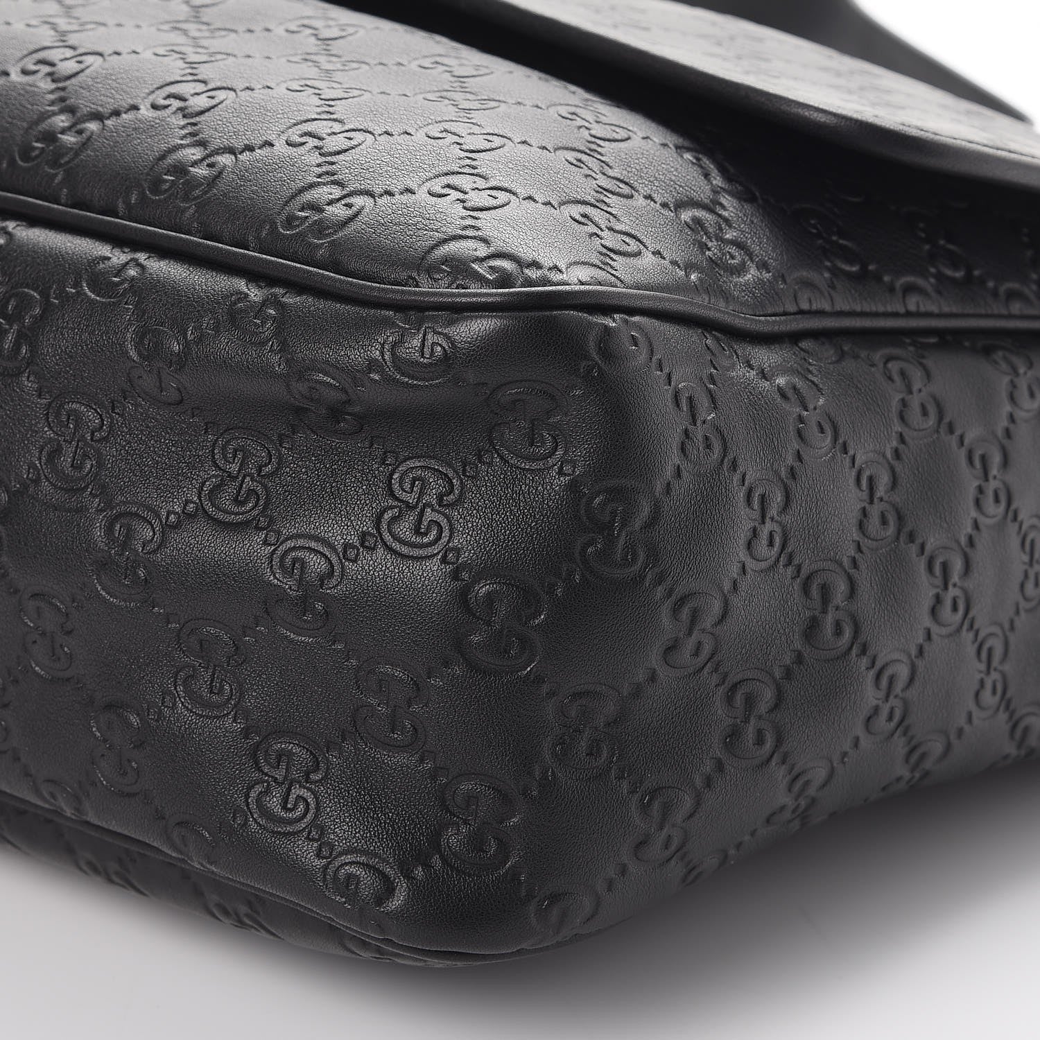 Gucci Guccissima Medium Flap Messenger Bag Black 9 of 9