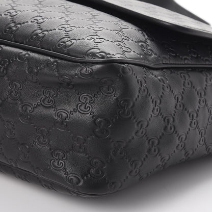 Gucci Guccissima Medium Flap Messenger Bag Black 9 of 9