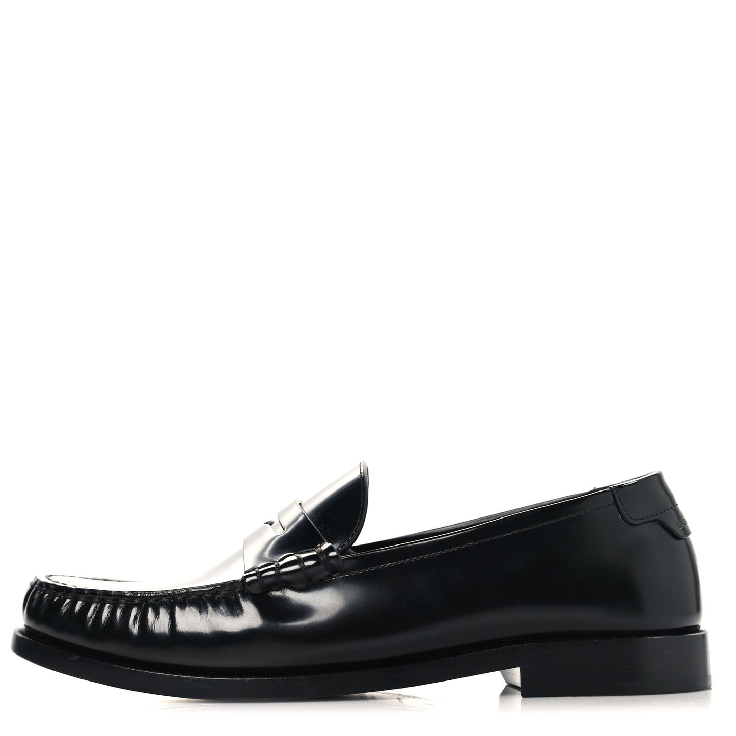 Glazed Calfskin Le Loafer 15 Penny Slippers 40 Black