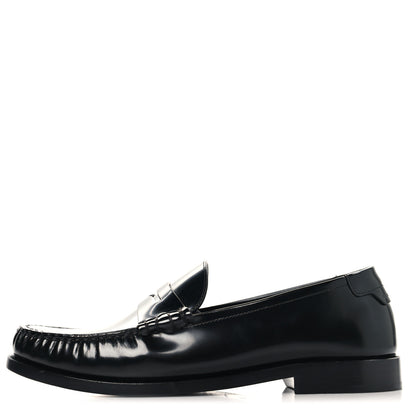 Saint Laurent Glazed Calfskin Le Loafer 15 Penny Slippers 40 Black 1 of 10