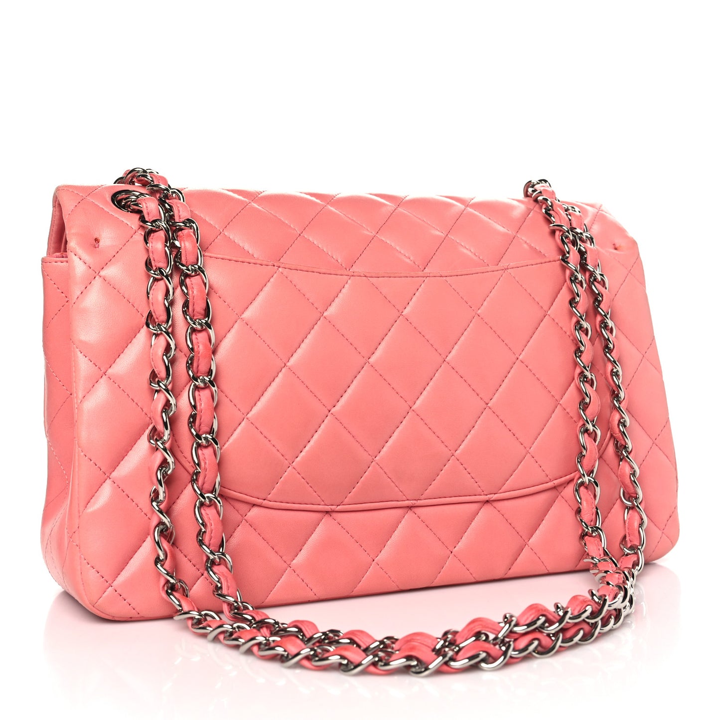 Lambskin Quilted Jumbo Double Flap Pink