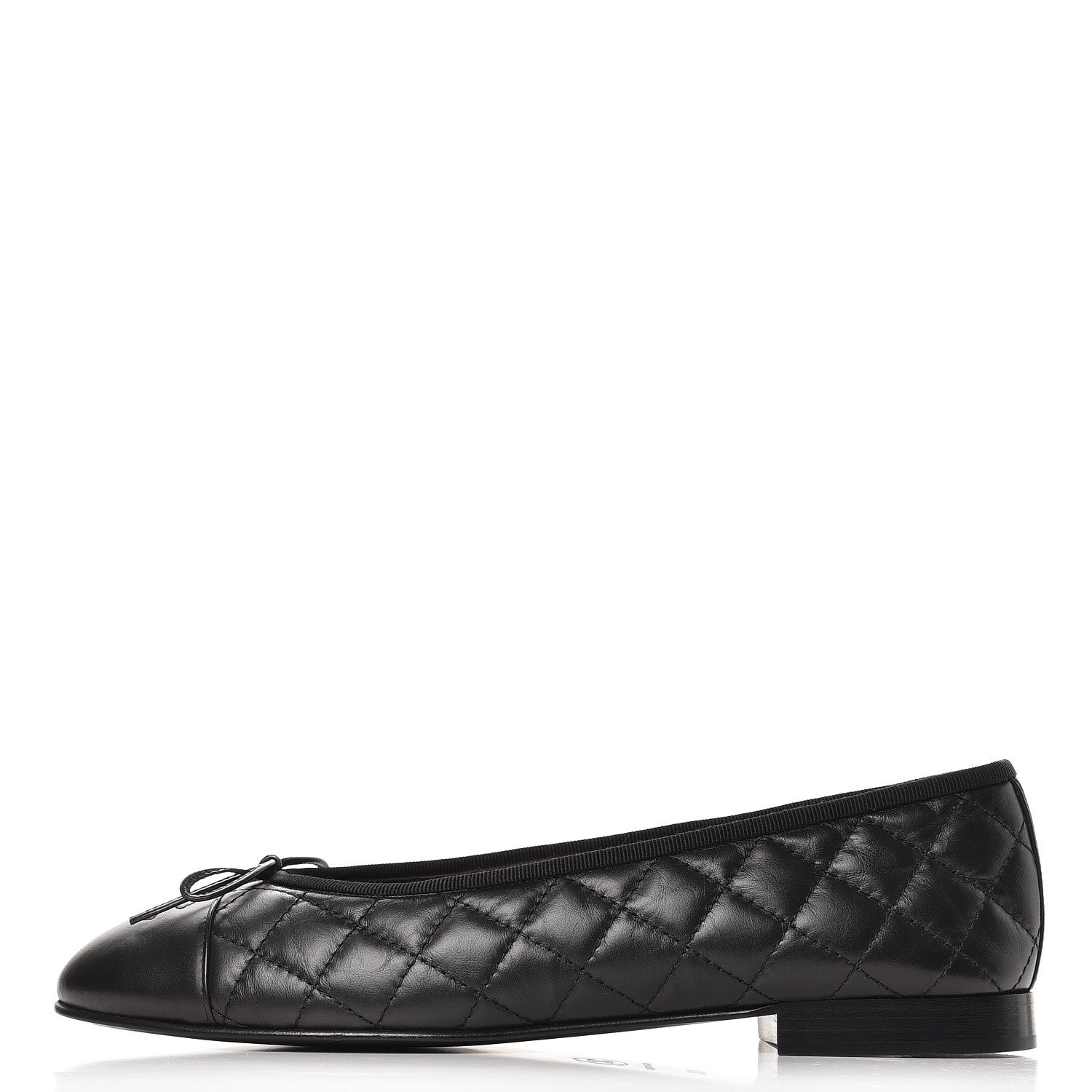 Chanel Aged Calfskin Quilted Cap Toe Ballerina Flats 40.5 Black 1 of 9