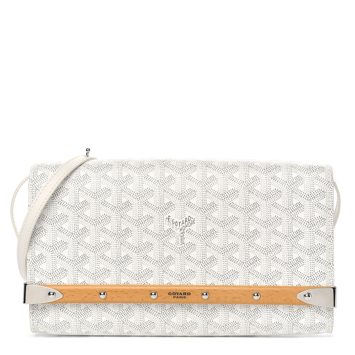 Goyardine Monte Carlo Bois Clutch With Strap White