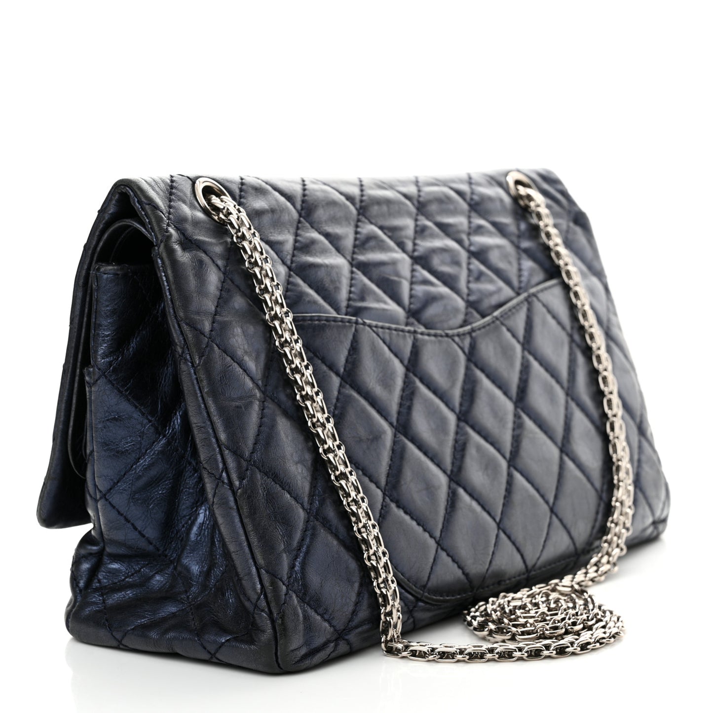 Metallic Aged Calfskin Quilted 2.55 Reissue 227 Flap Blue