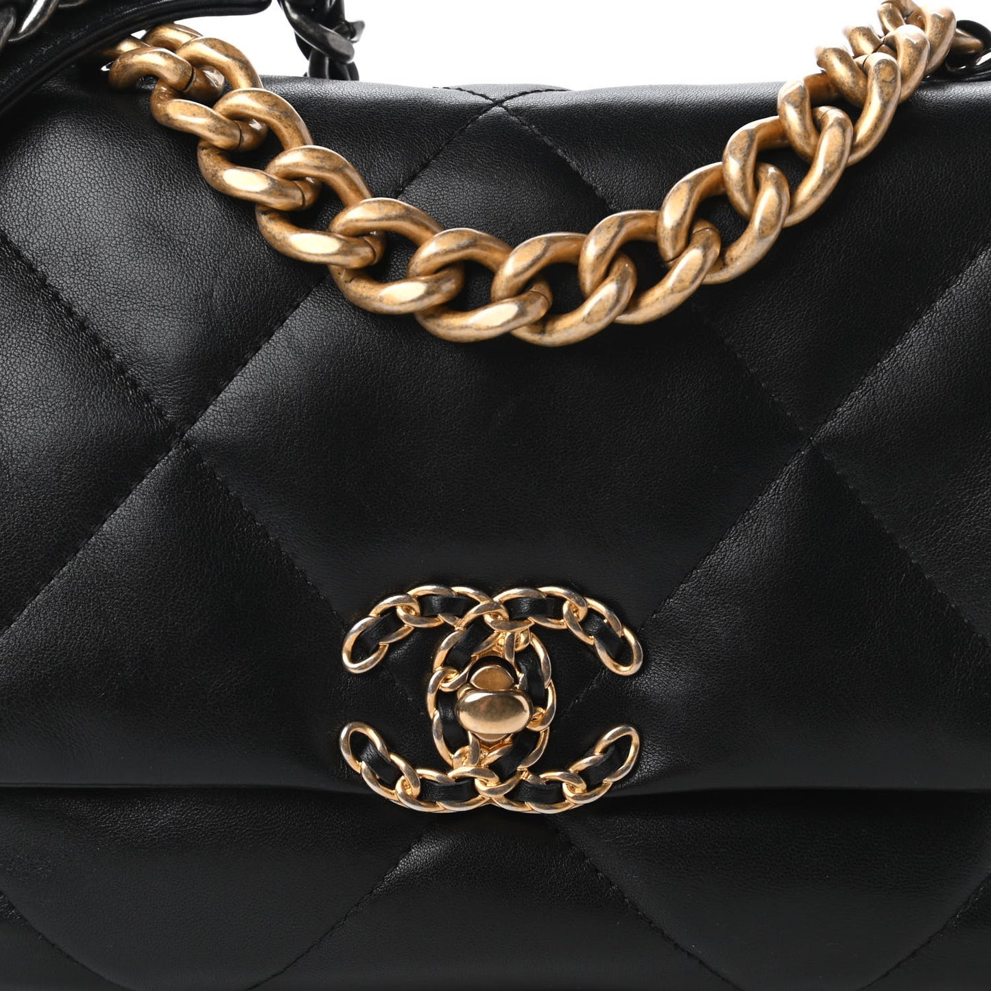 Lambskin Quilted Medium Chanel 19 Flap Black