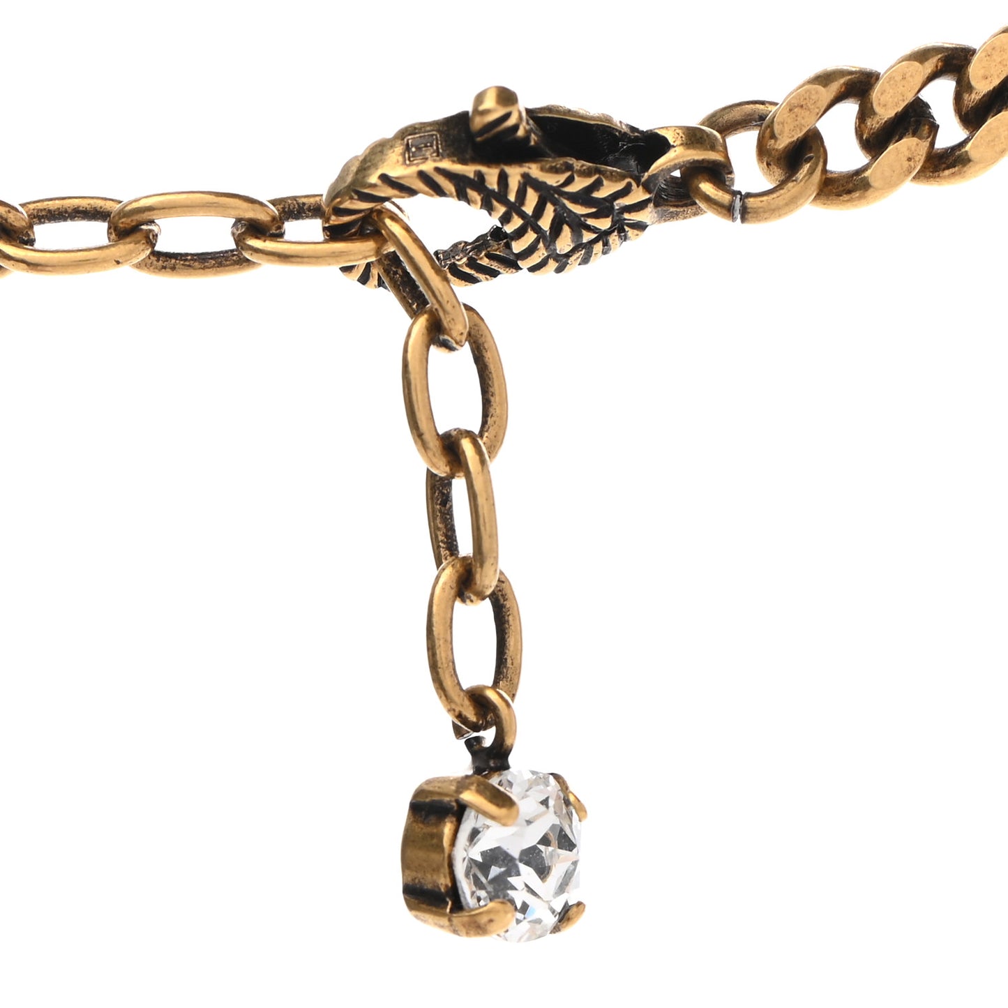 Crystal Embellished Double G Necklace Aged Gold