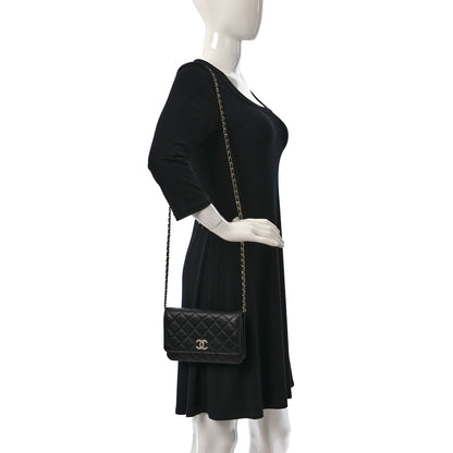 Chanel Caviar Quilted Studded CC Wallet on Chain WOC Black 3 of 10