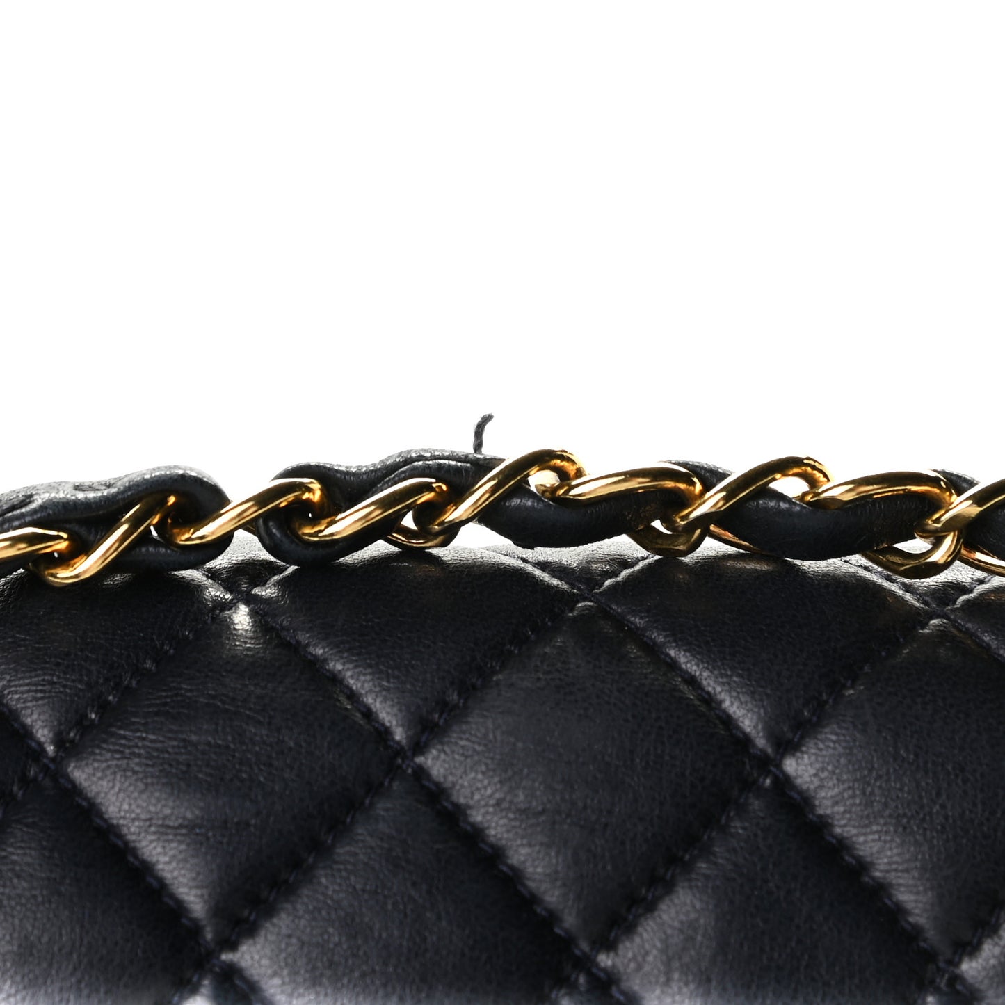 Lambskin Quilted Medium Single Flap Navy Blue
