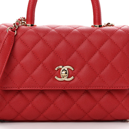 Chanel Caviar Lizard Embossed Quilted Mini Coco Handle Flap Red 8 of 11
