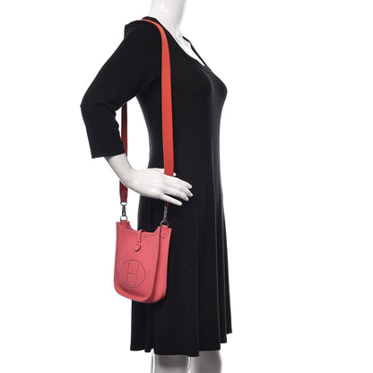 Hermes Taurillon Clemence Amazone Evelyne TPM Rose Azalee Rouge Pivoine 2 of 11