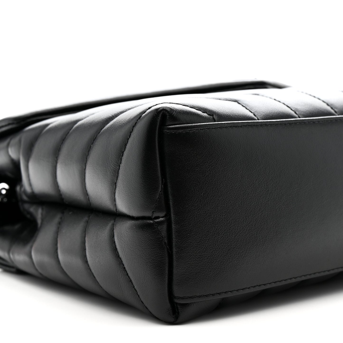 Calfskin Y Quilted Monogram Monochrome Small Loulou Chain Satchel Black
