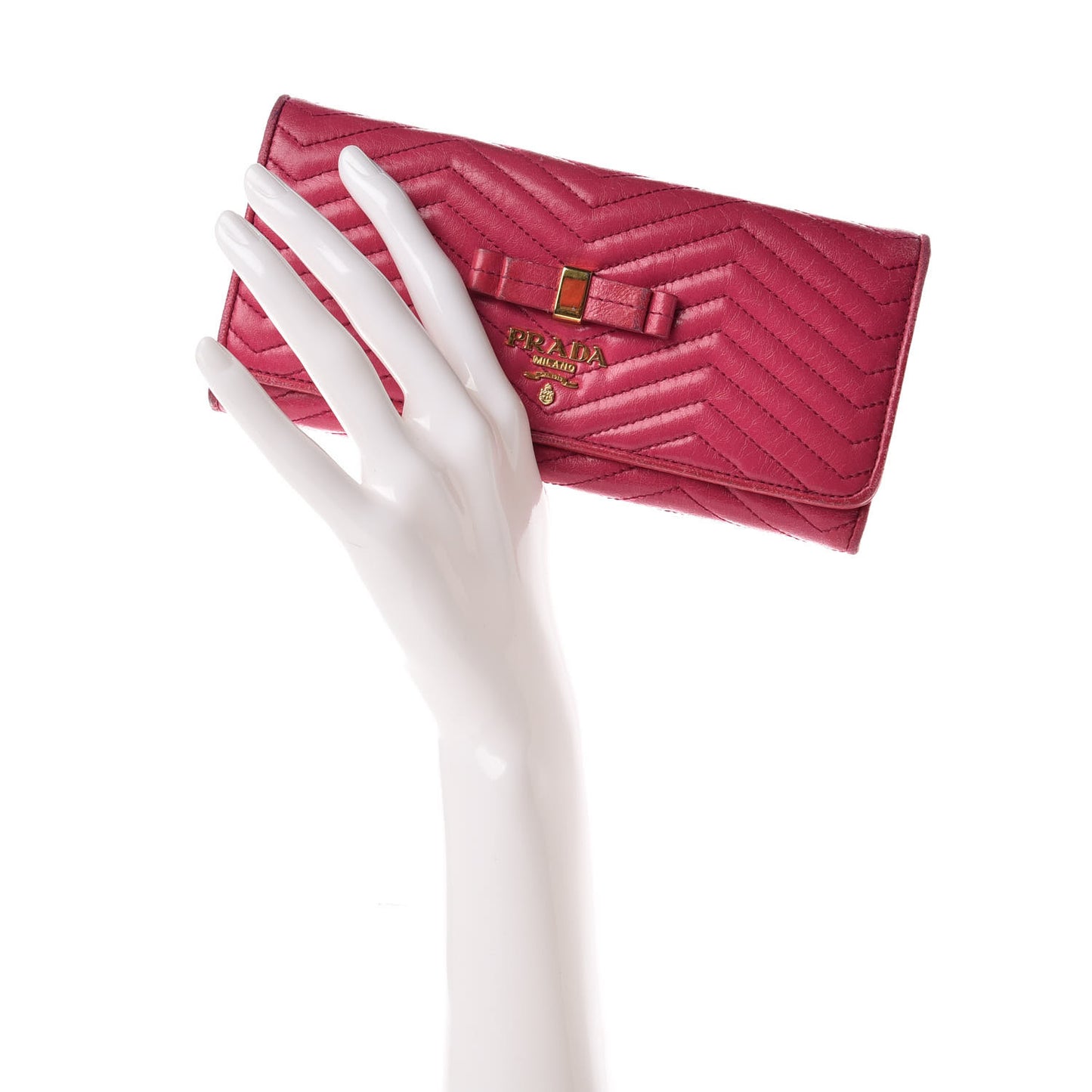 Vitello Antic Soft Metal Chevron Wallet Pink