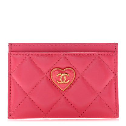 Chanel Lambskin Plexiglass Quilted Coco Love Card Holder Pink 1 of 8