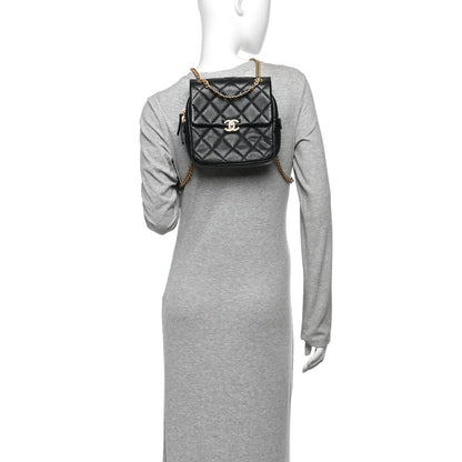 Chanel Shiny Caviar Quilted Chain Melody Backpack Black 2 of 10