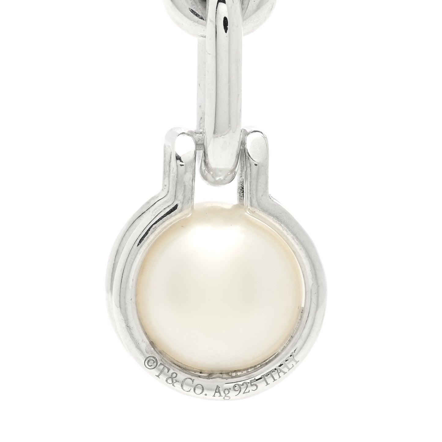Sterling Silver Pearl HardWear Triple Link Earrings