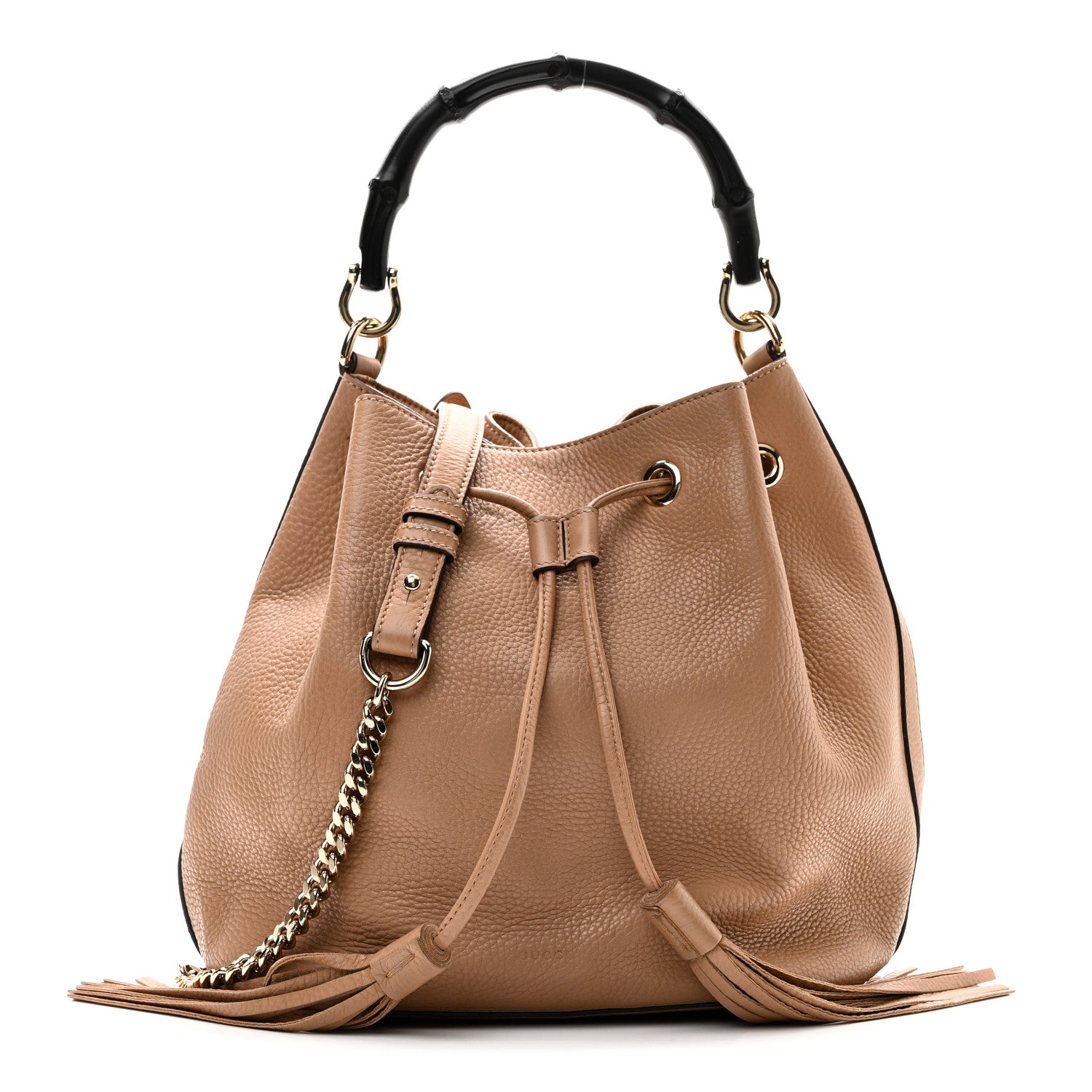 Gucci Pebbled Calfskin Miss Bamboo Bucket Bag Camelia 1 of 10