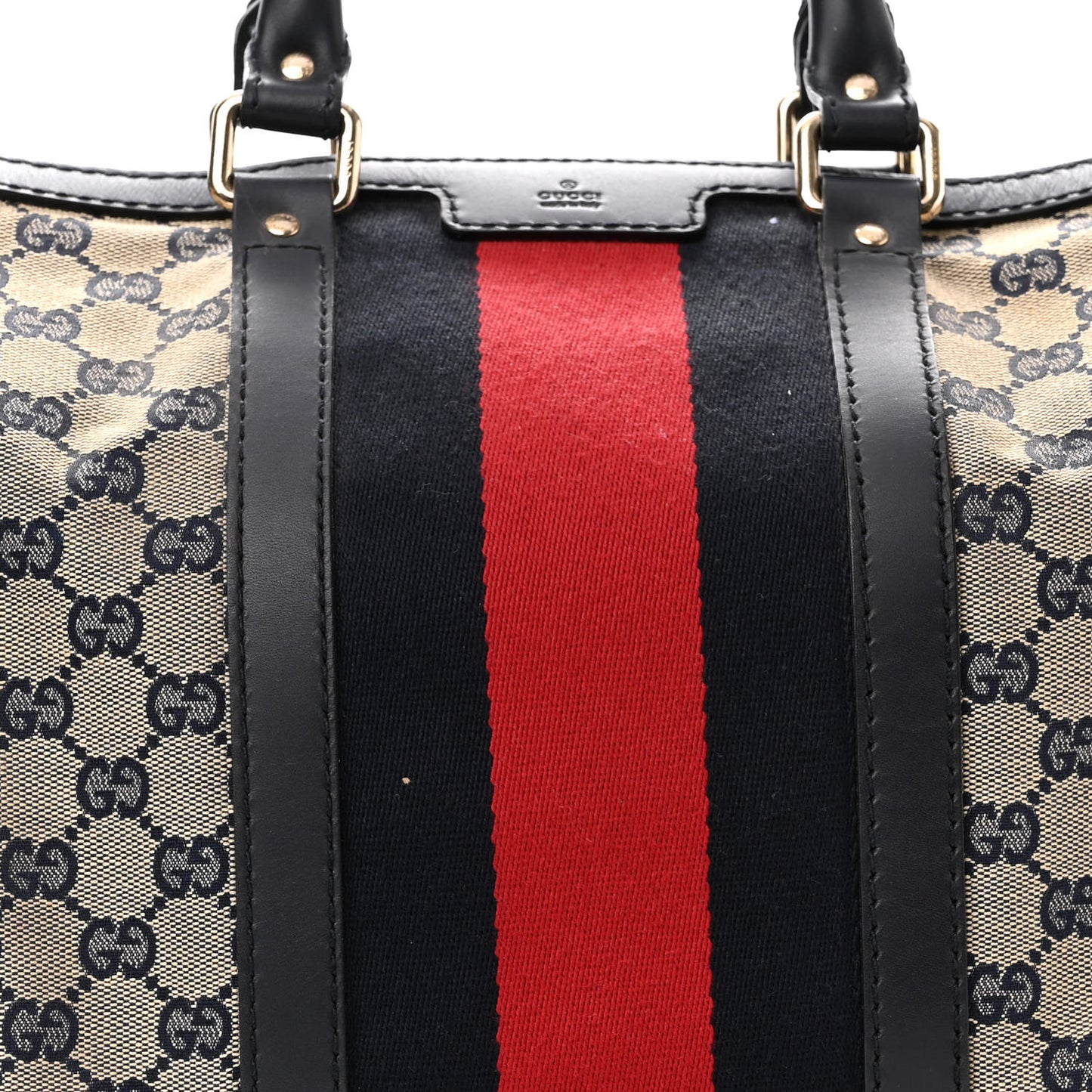 Monogram Selleria Calfskin Vintage Web Medium Boston Beige Blue