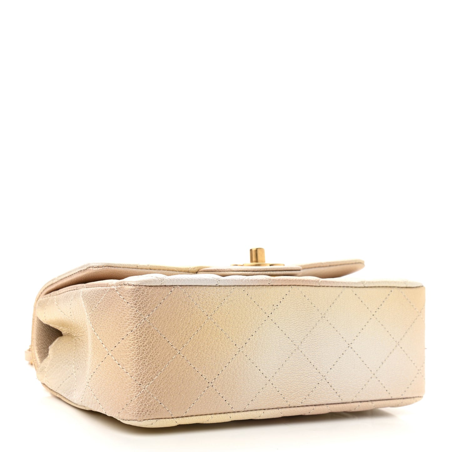 Metallic Goatskin Quilted Mini Rectangular Flap Gold