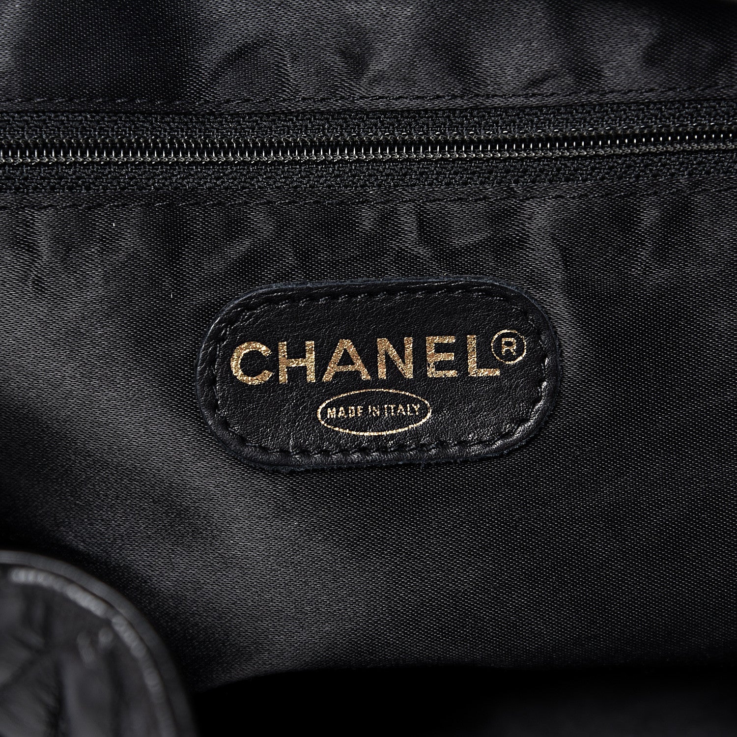 Chanel Lambskin Quilted Drawstring Backpack Black 5 of 10