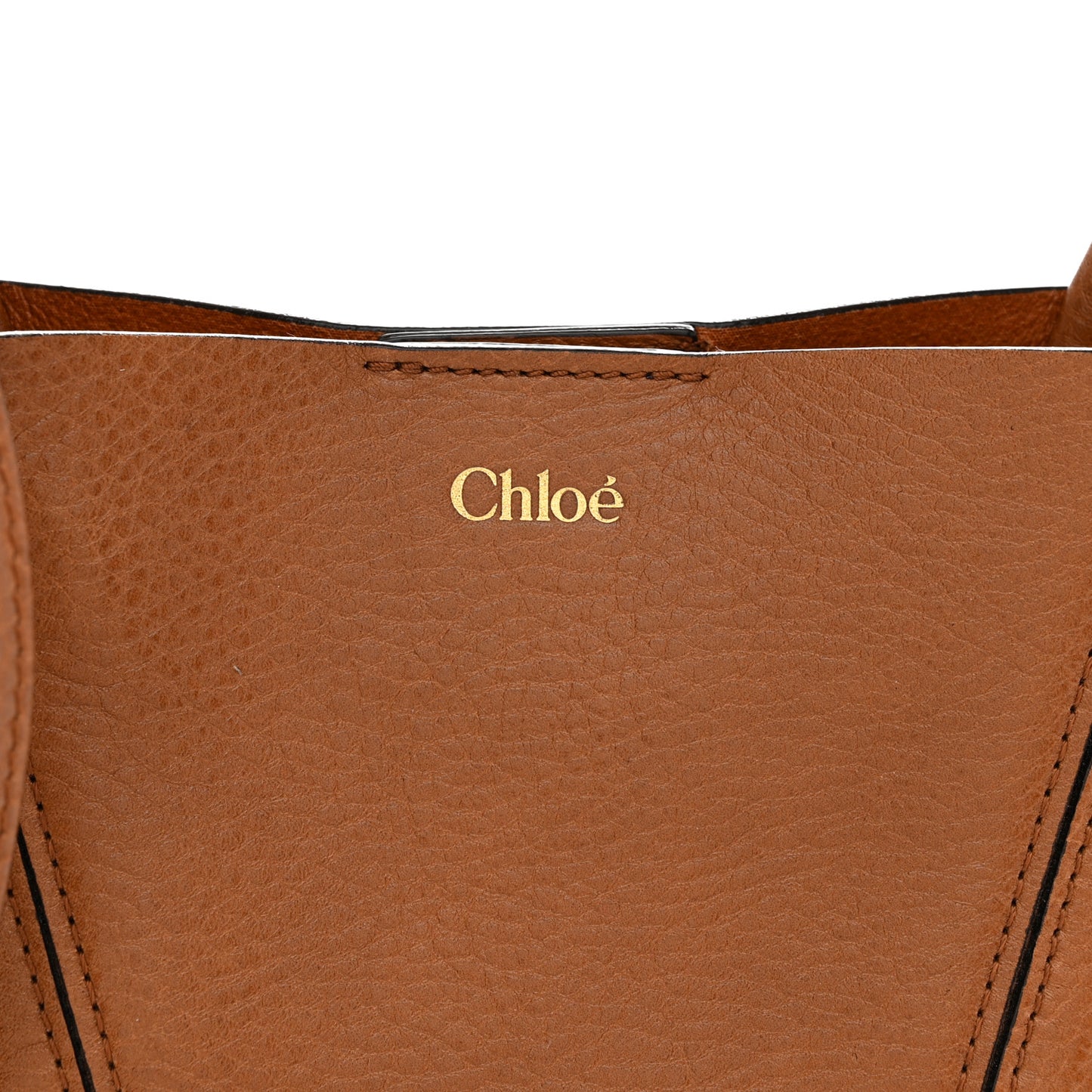 Grained Calfskin Small Spin Tote Clay Brown