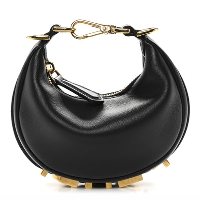 Fendi Vitello Grace Matte Nano Fendigraphy Hobo Charm Black 1 of 11