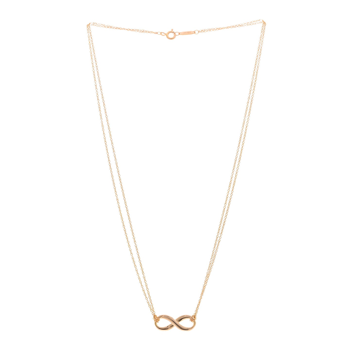 18K Rose Gold Infinity Double Chain Pendant Necklace