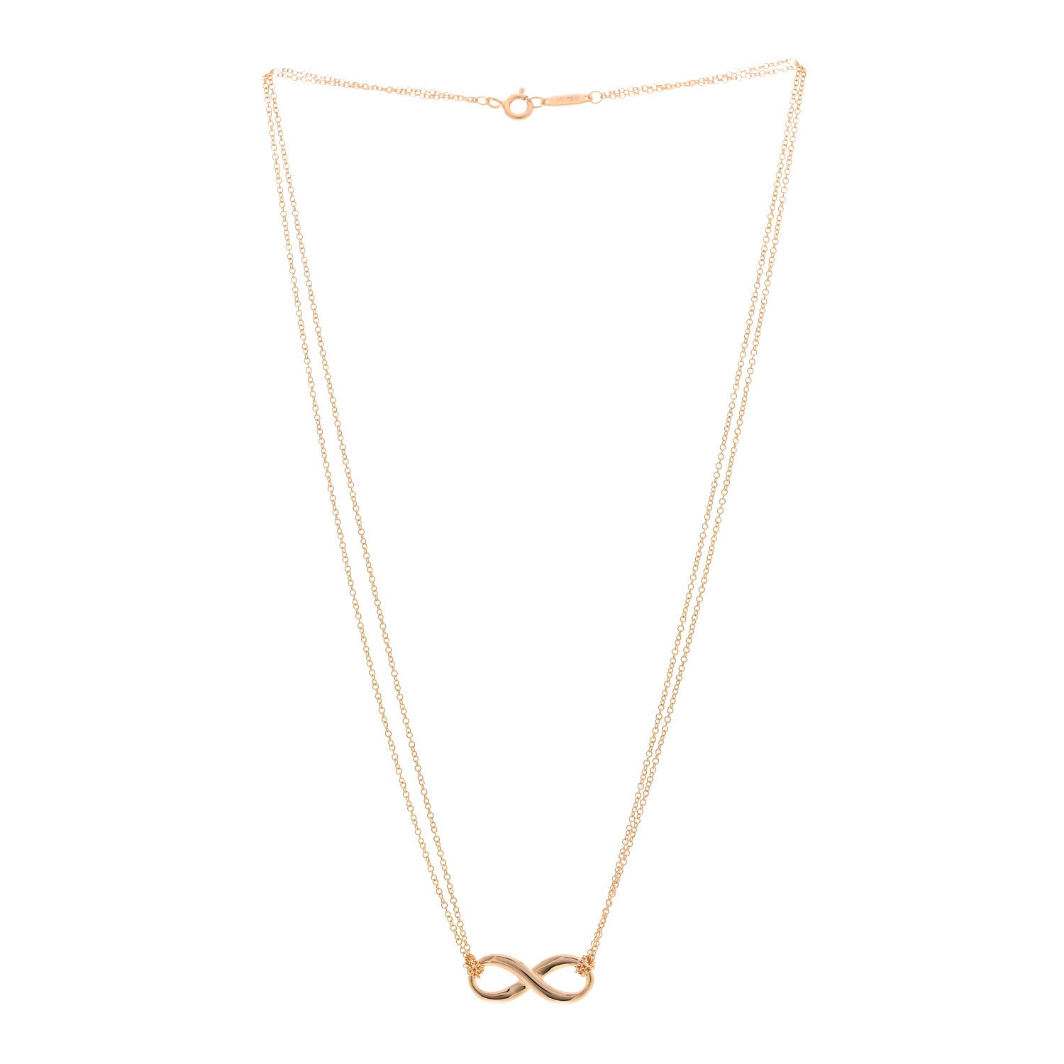 Tiffany 18K Rose Gold Infinity Double Chain Pendant Necklace 3 of 4