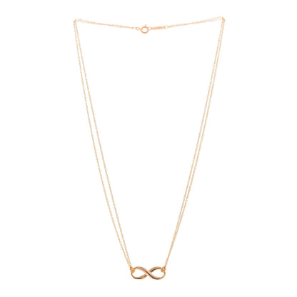 Tiffany 18K Rose Gold Infinity Double Chain Pendant Necklace 3 of 4