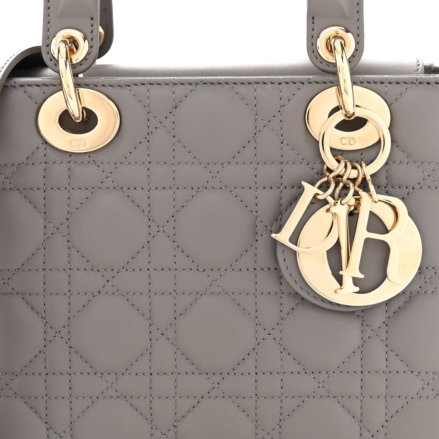 Christian Dior CHRISTIAN DIOR Lambskin Cannage Small My ABCDior Lady Dior Grey 7 of 9