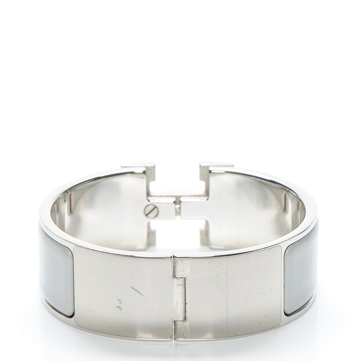 Enamel Wide Clic Clac H Bracelet PM Gris Clair White
