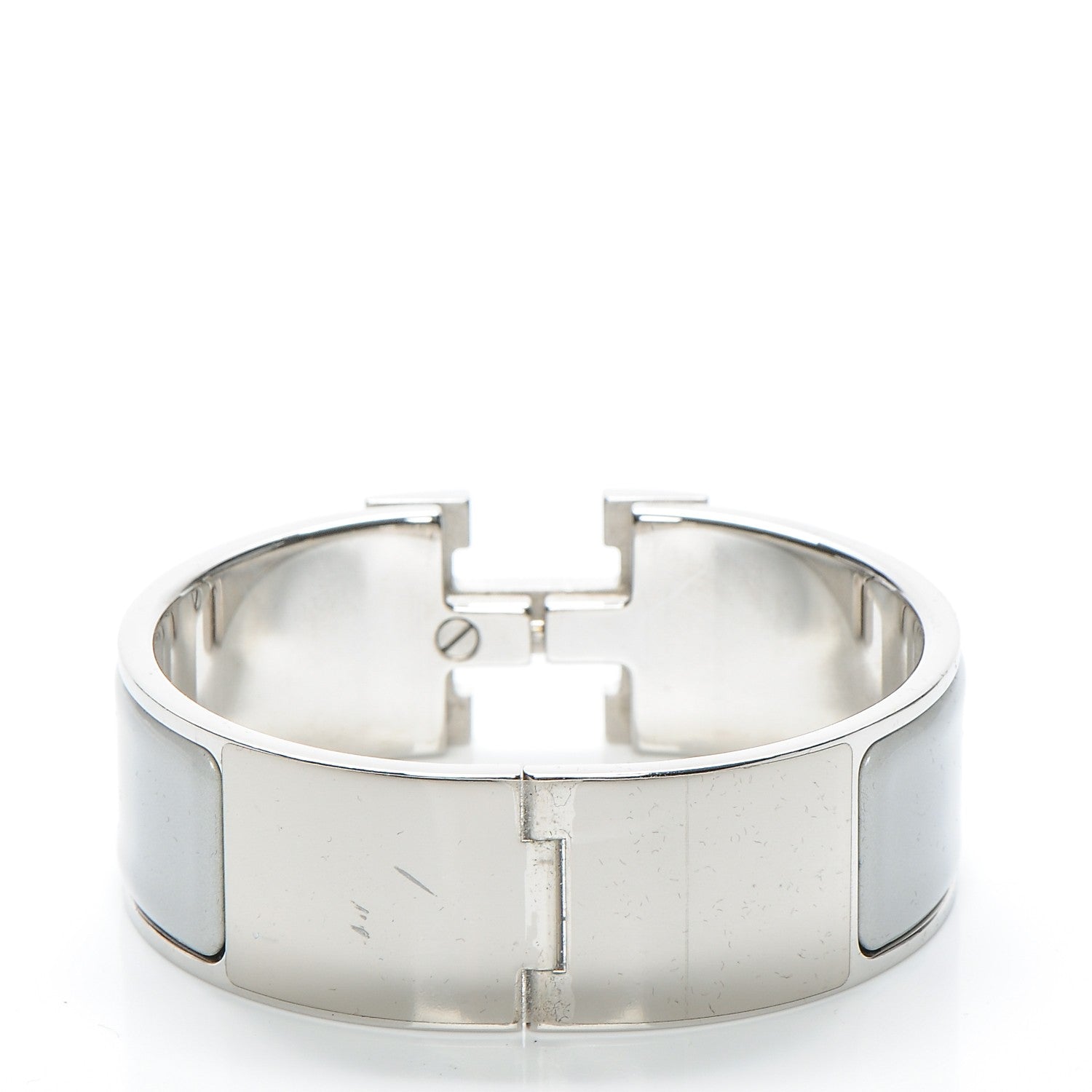 Hermes Enamel Wide Clic Clac H Bracelet PM Gris Clair White 3 of 4