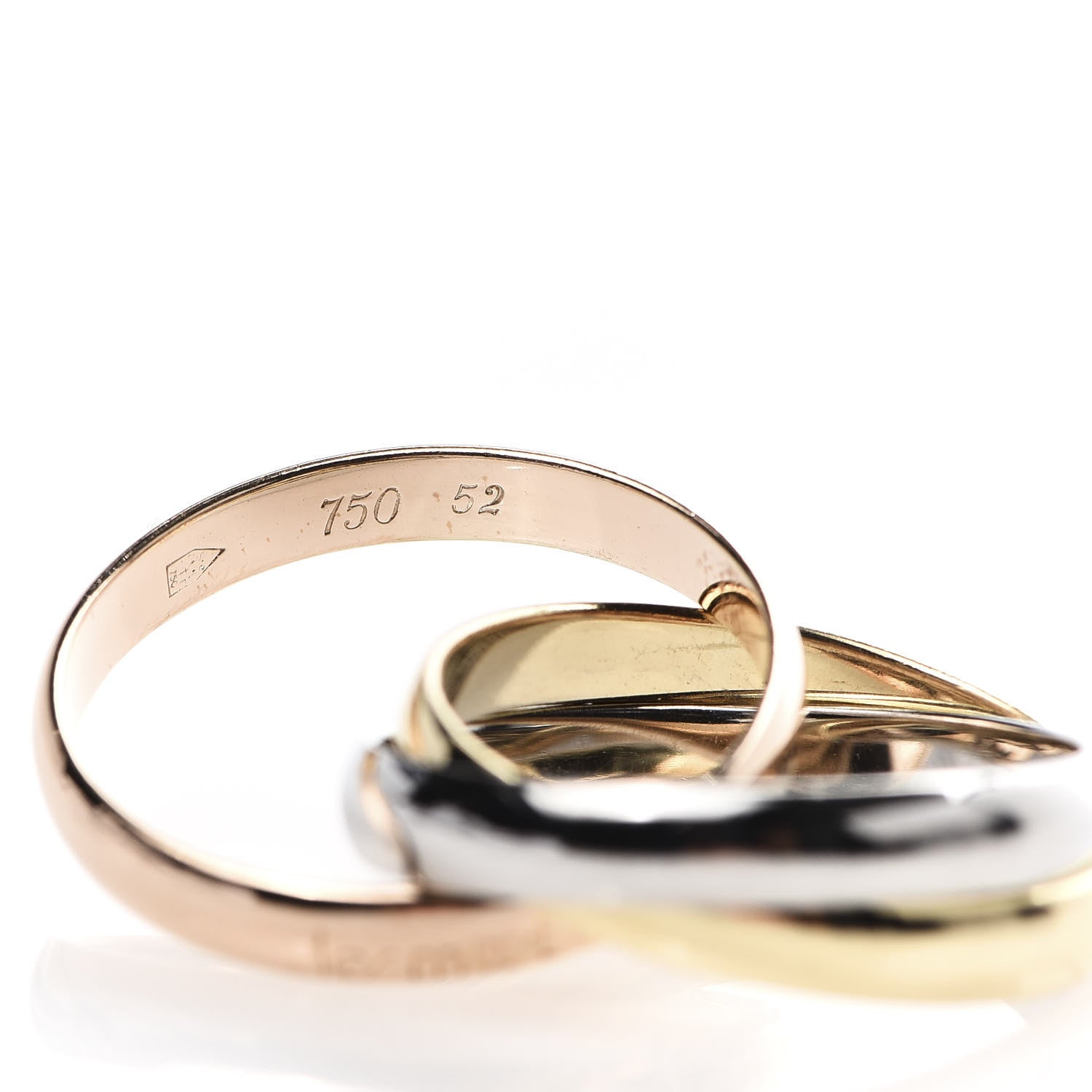 Cartier 18K Pink Yellow White Gold Classic Les Must De Trinity Ring 52 6 5 of 5