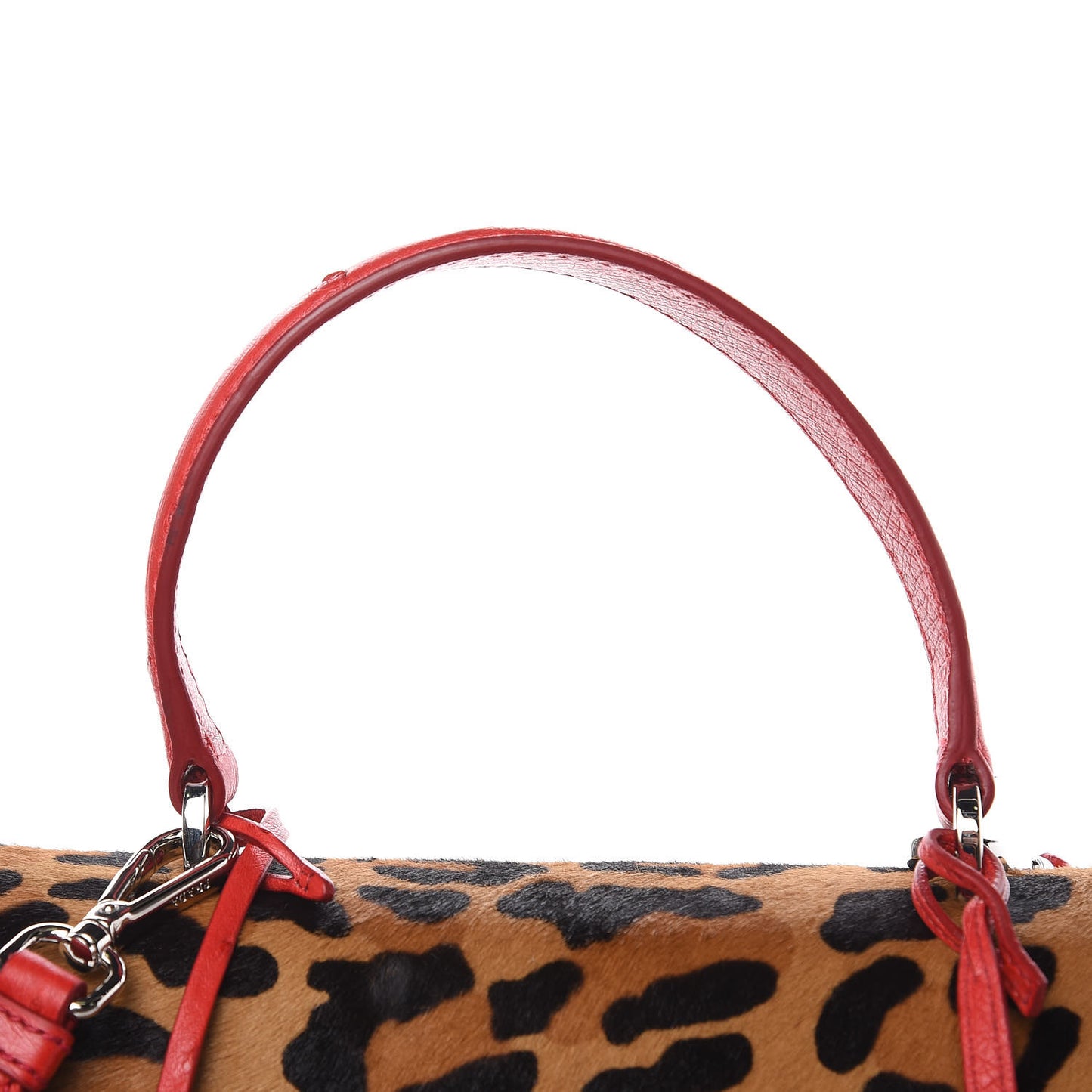 Tessuto Cavallino Ostrich Leopard Print Tote Black Miele Rosso