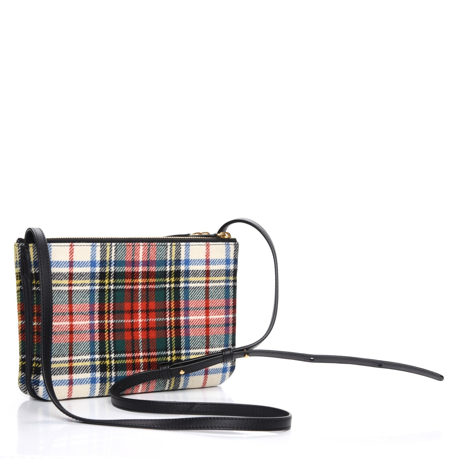 Celine Tartan Felt Plaid Small Trio Crossbody Bag Red Blue 3 of 7