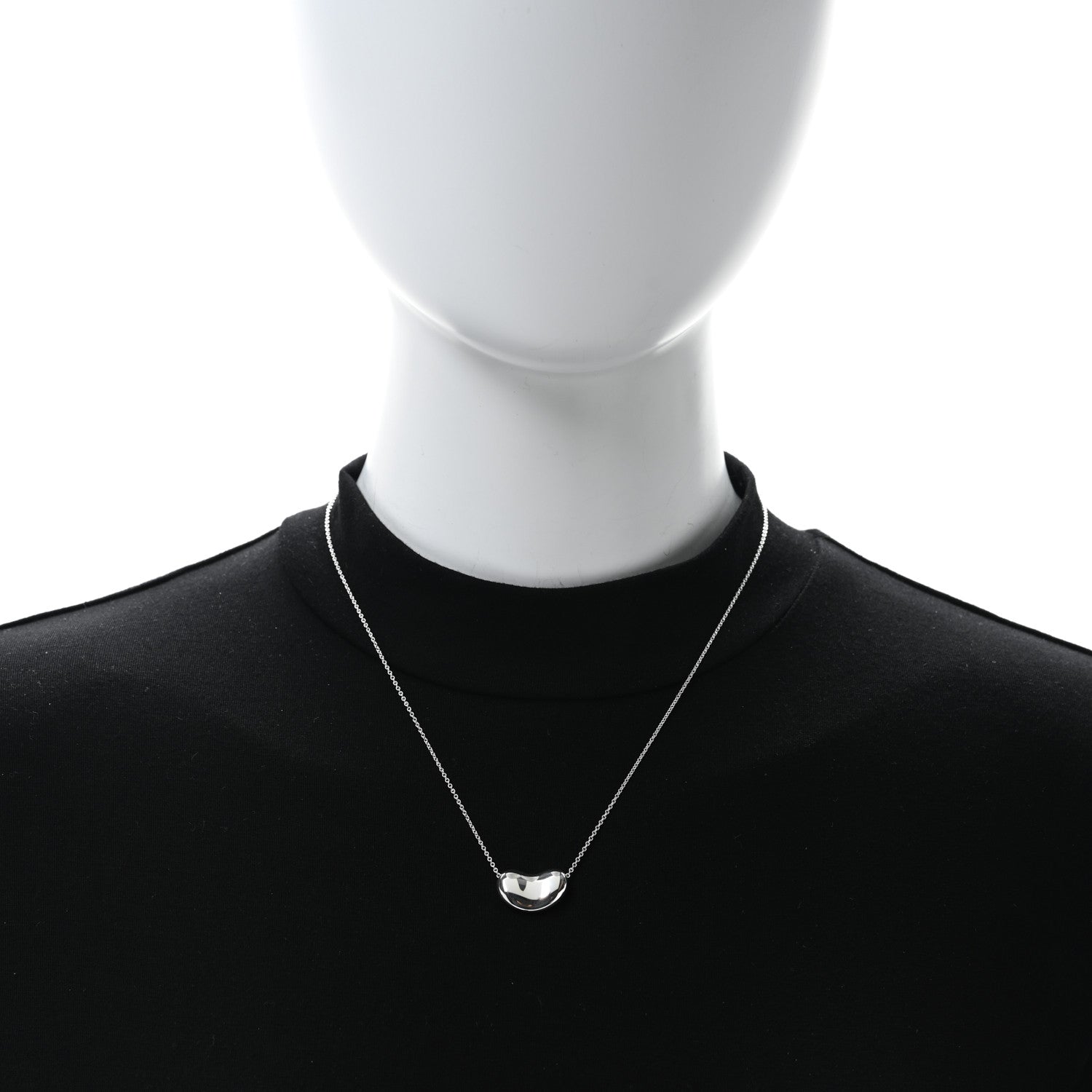 Tiffany Sterling Silver 18mm Elsa Peretti Bean Pendant Necklace 3 of 4