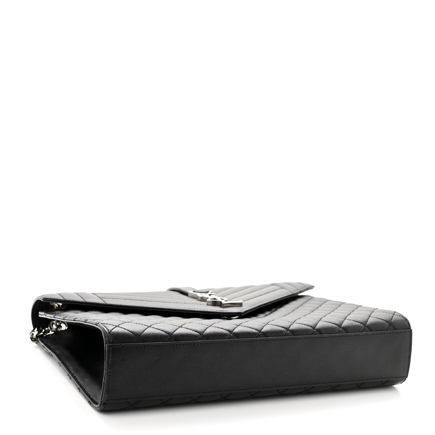 Grain De Poudre Textured Mixed Matelasse Large Triquilt Monogram Satchel Black