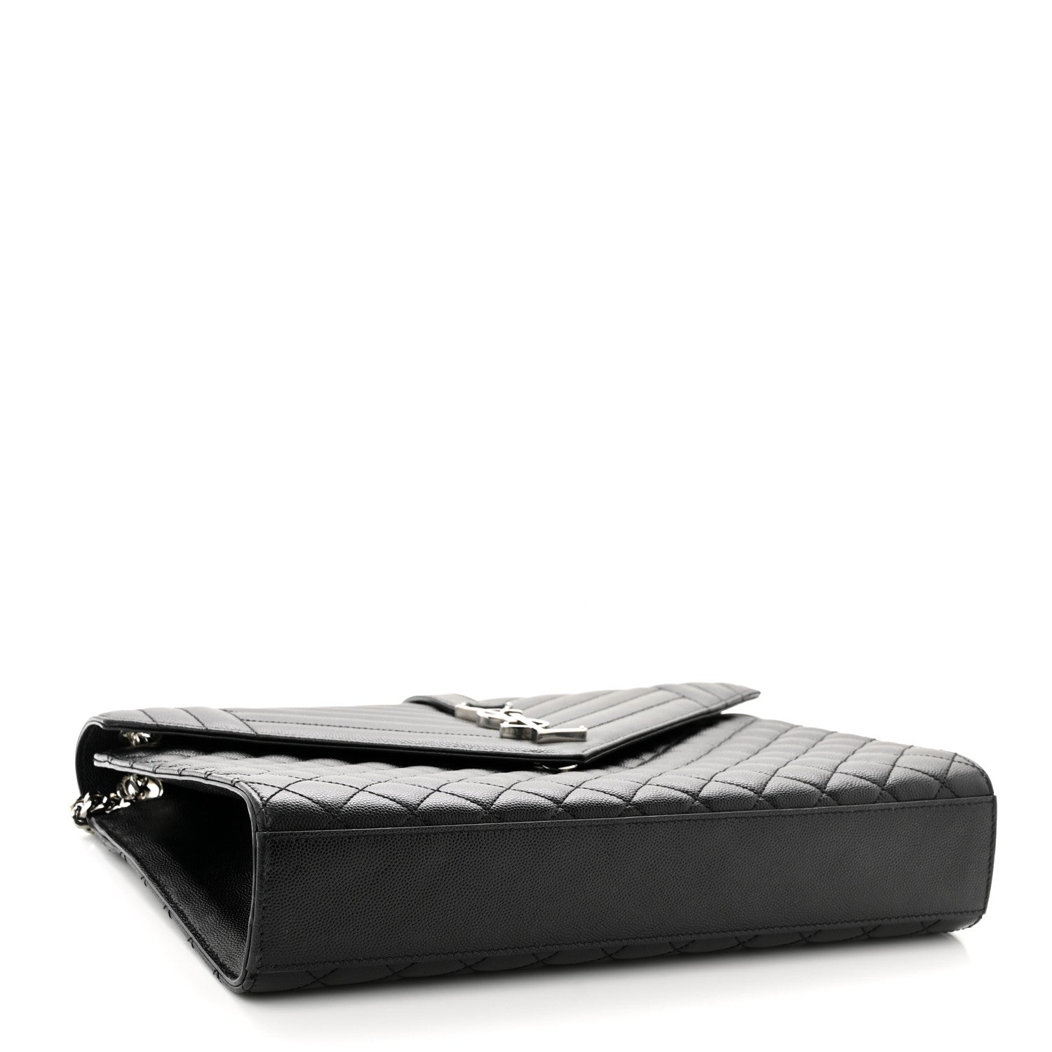 Saint Laurent Grain De Poudre Textured Mixed Matelasse Large Triquilt Monogram Satchel Black 3 of 8