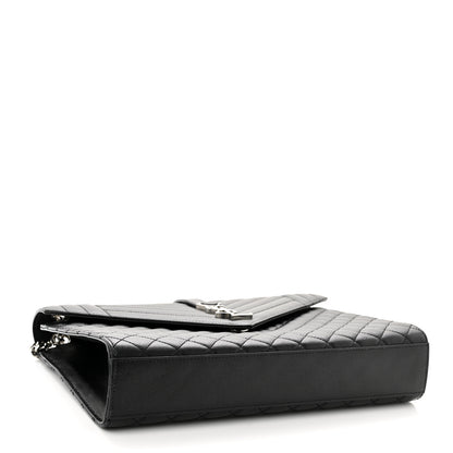 Saint Laurent Grain De Poudre Textured Mixed Matelasse Large Triquilt Monogram Satchel Black 3 of 8