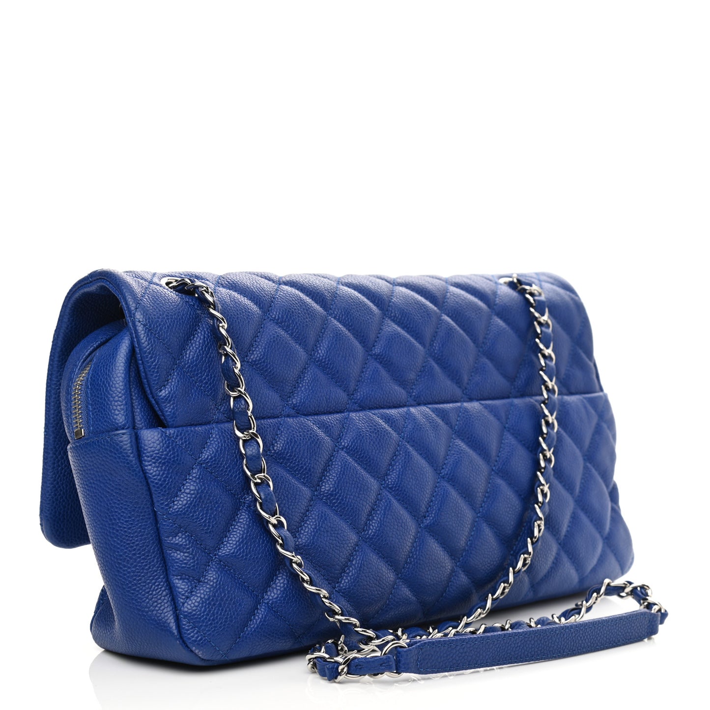 Caviar Quilted Jumbo Easy Flap Blue
